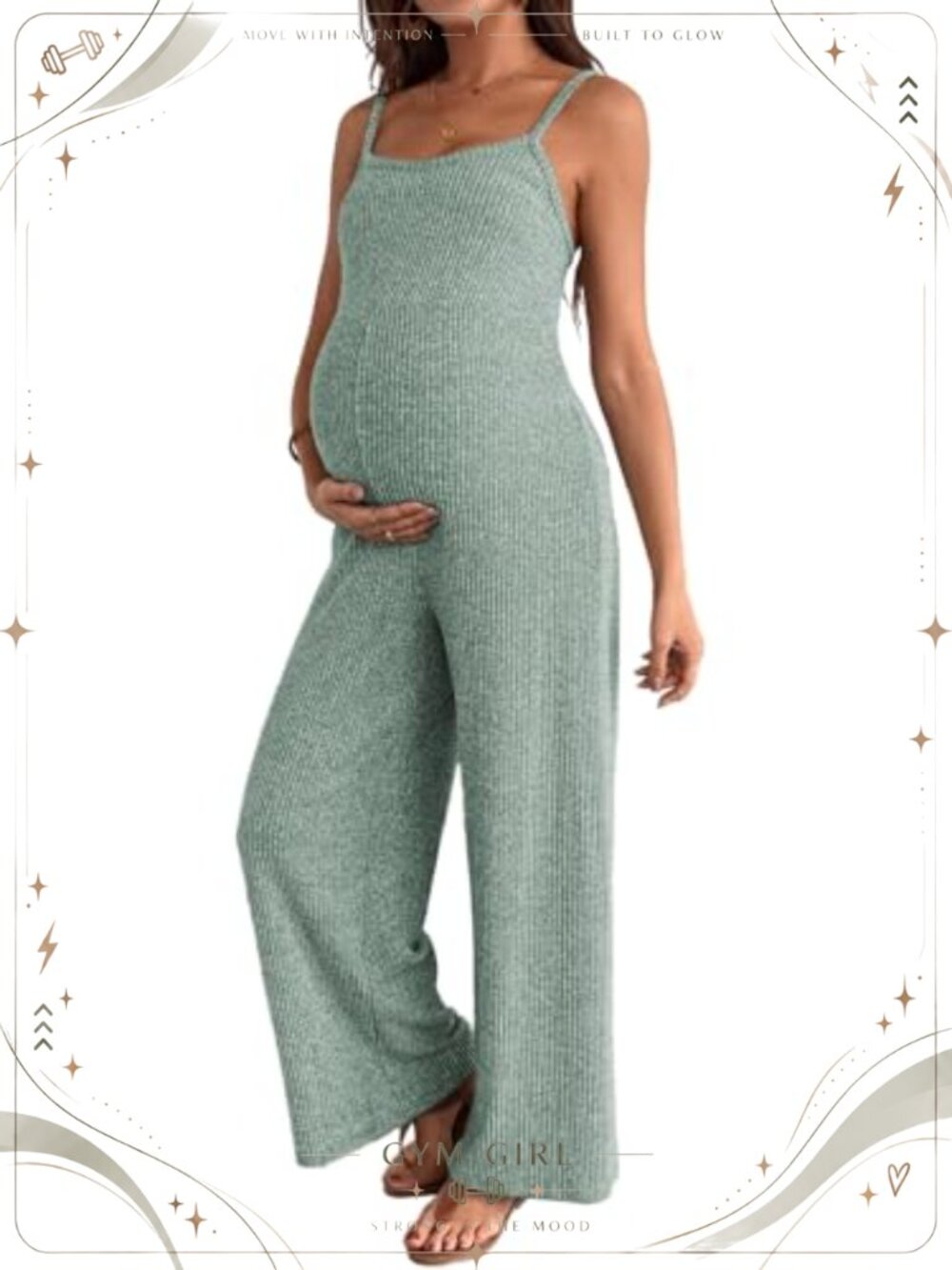 Maternity Ribbed Jumpsuit Stretchy One Piece Wide Leg Romper Sleeveless